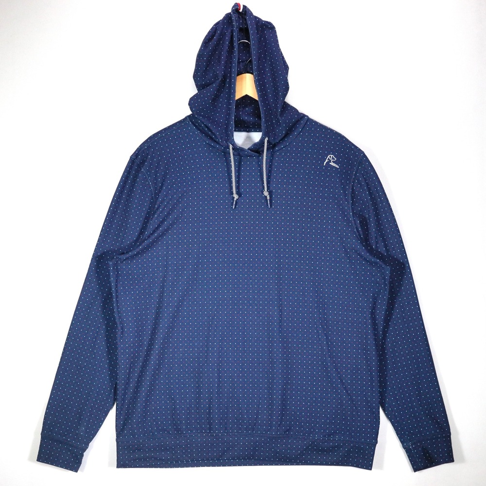 Rhoback Hoodie Men XL Navy Blue Micro Dot Performance Pullover Golf Activewear